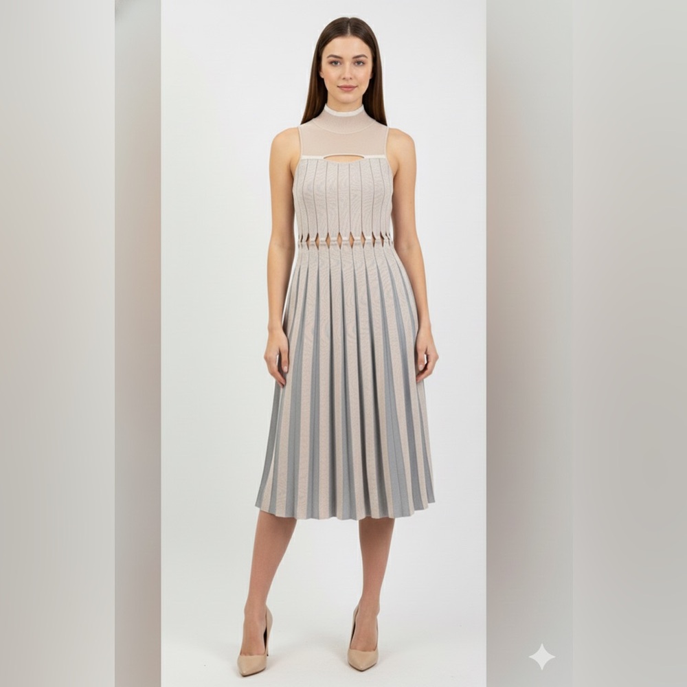 Jonathan Simkhai Beige/Silver Knit Dress. Size Small NWOT